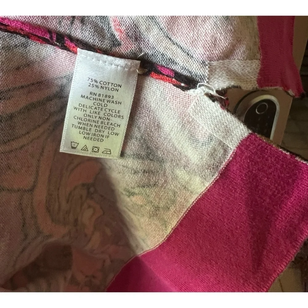 Berry Paisley 3/4 Sleeve Cardigan - Artsy Art to Wear Vibe V neck EUC L #702